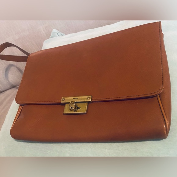 Fossil Handbags - Fossil large leather camel clutch wristlet
